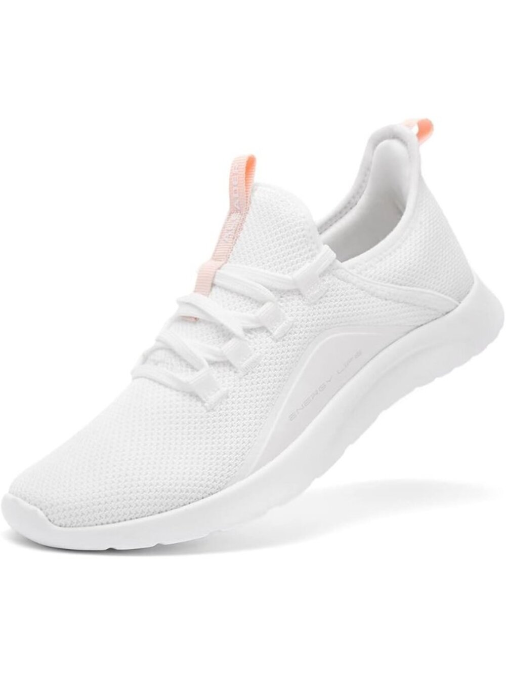 Women's White Peach Comfortable Round Toe Lightweight Athletic Sneaker Shoes